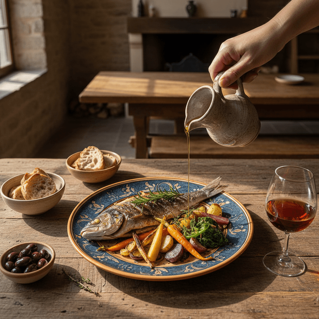 Alheira fatiada com mostarda